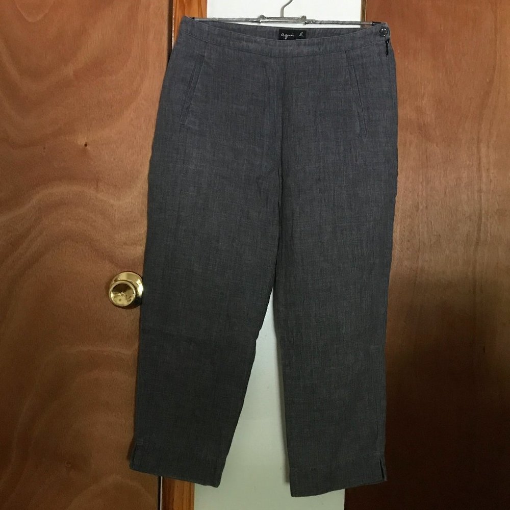vintage agnes b. grey linen cropped trousers